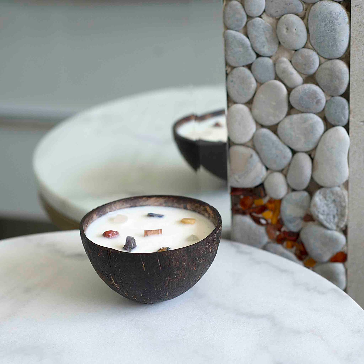 Tvari žvakė iš sojų vaško – Meditation kvapas su 7 čakrų kristalais, be plastiko