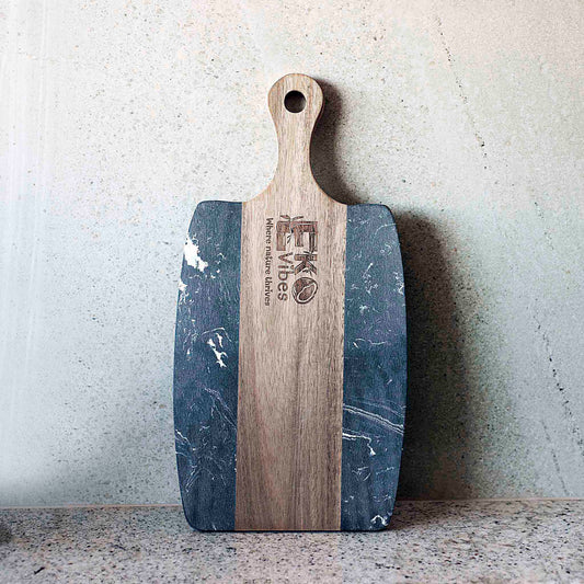 Padėklas maistui su marmuru iš abiejų pusių – natūrali mediena