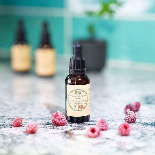 Raudonųjų aviečių sėklų aliejus 30 ml – natūralus, turtingas SPF aliejus veido odai