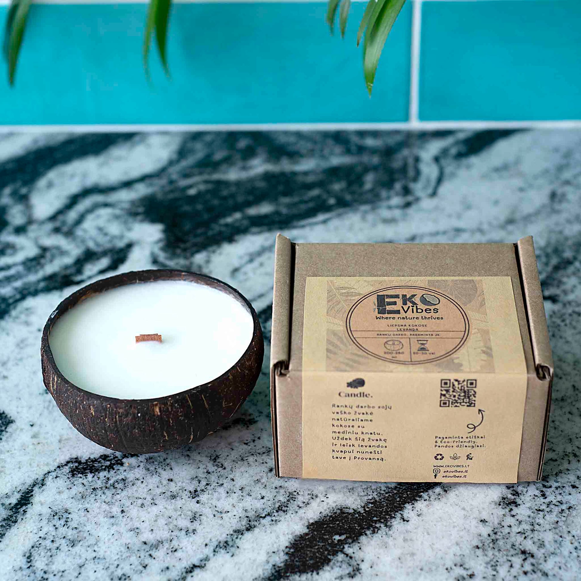 Dovanų rinkinys: žvakė Levanda su dėžute – rankų darbo