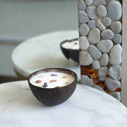 Tvari žvakė iš sojų vaško – Meditation kvapas su 7 čakrų kristalais, be plastiko